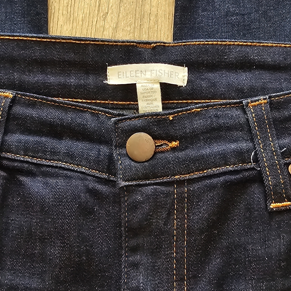 Eileen Fisher Stretch Organic Cotton High Waist Straight Ankle Jeans sz 10 - Picture 2 of 9